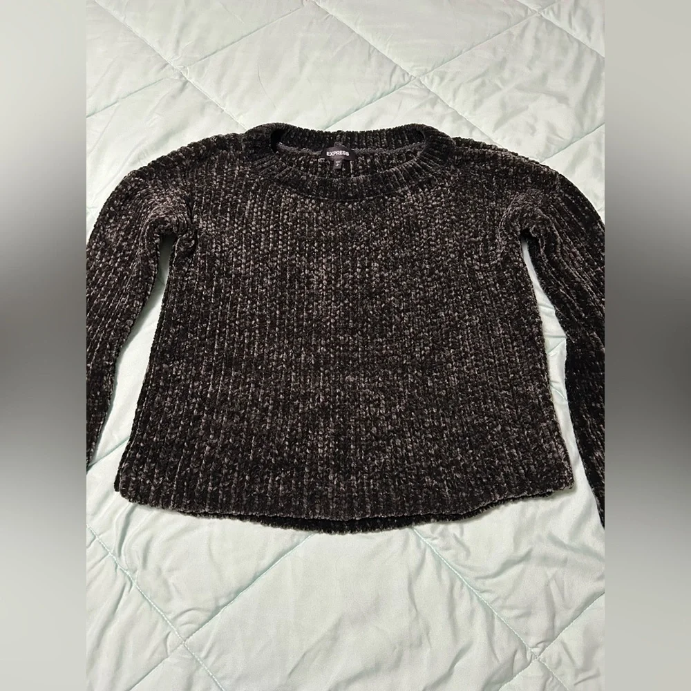 Express Size S Black Crew Neck Sweater with Bell Sleeves - Picture 9 of 14
